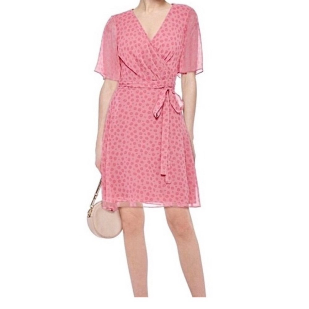 Diane Von Furstenburg DVF Kathy Rose Dots Foxglove Wrap Dress